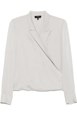 THEORY Blusa cruzada con solapas de pico