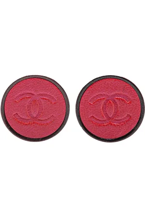 CHANEL Aretes Gold Plated And Leather CC Clip On 2000