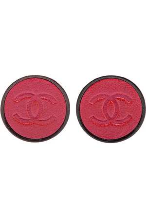 CHANEL Aretes Gold Plated And Leather CC Clip On 2000