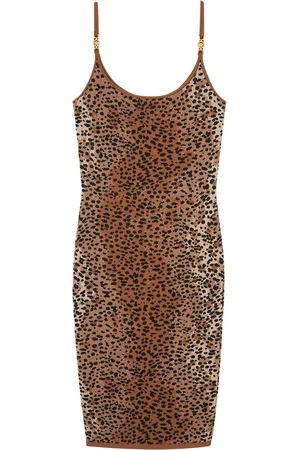 VERSACE Vestido midi con motivo de leopardo en jacquard