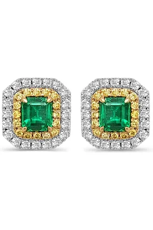 HYT Jewelry Aretes en oro blanco de 18kt con diamantes y esmeralda