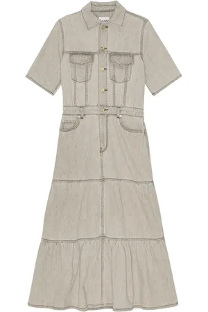 Ganni Vestido de mezclilla largo a capas