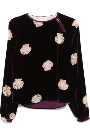 FORTE FORTE Blusa de terciopelo con conchas estampadas