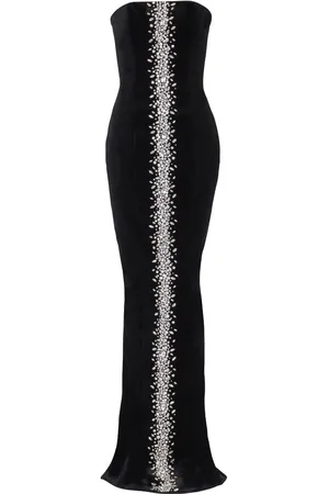 Balmain Vestido largo con detalles de strass