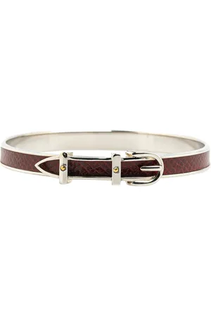 Hermès Pulsera 20th Century Palladium Plated Leather Belt Buckle Bangle