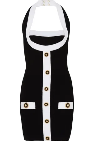 Balmain Vestido corto tejido con diseño de dos tonos