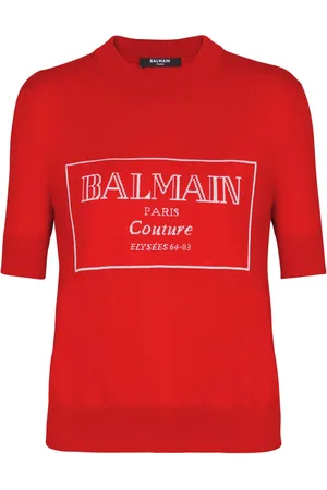 Balmain Playera con logo en intarsia