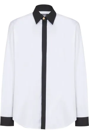 Balmain Camisa de popelina con diseño de dos tonos