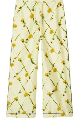 Burberry Pantalones de seda con estampado Dandelion