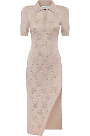 Philipp Plein Vestido estilo playera tipo polo midi con monograma