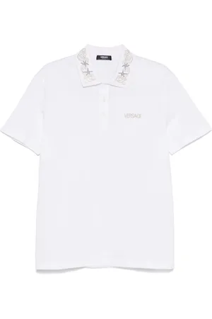 VERSACE Playera tipo polo con logo bordado