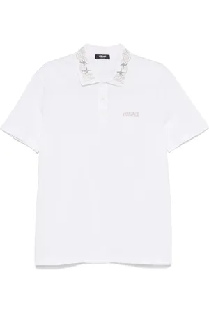 VERSACE Playera tipo polo con logo bordado