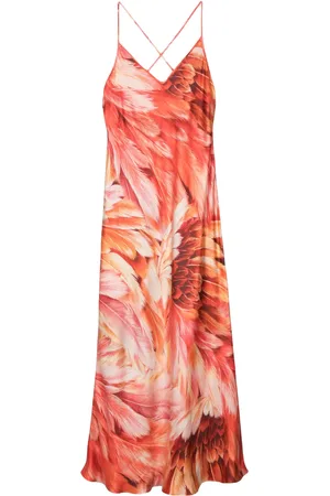 Roberto Cavalli Vestido largo de seda Plumage