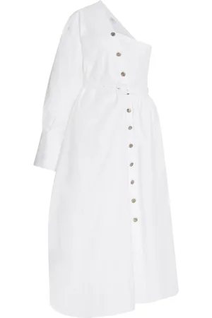 ROSETTA GETTY Vestido camisero midi con diseño asimétrico