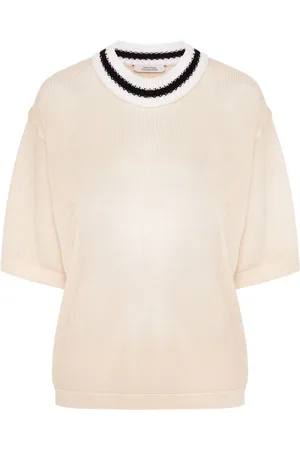 Dorothee Schumacher Playera tejida semitransparente con cuello en contraste