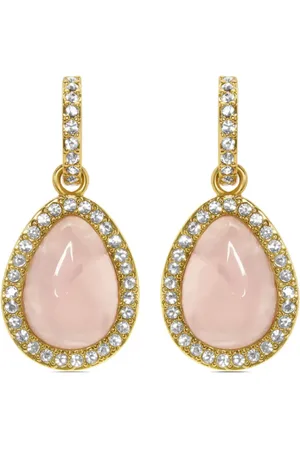 Oscar de la Renta Aretes Cabochon con dije de cuarzo