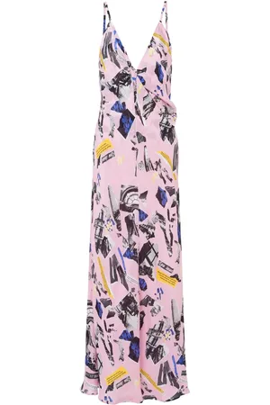 Moschino Vestido largo con estampado de recortes de periódico