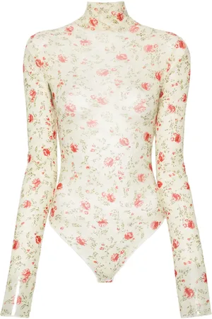 Prada Body de malla con estampado floral