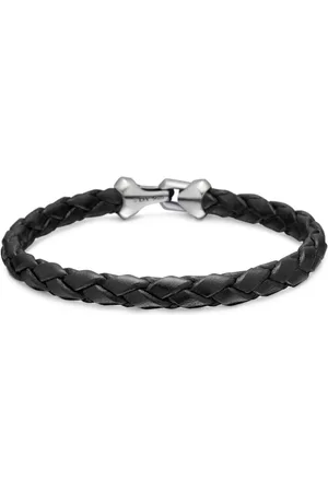 David Yurman Pulsera Armory en plata de ley y cuero de 6.6mm