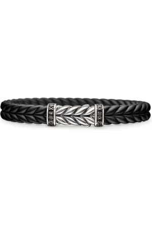 David Yurman Pulsera Chevron en plata de ley con diamante de 9mm