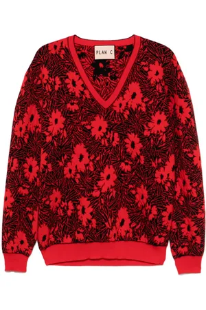 Plan C Suéter con motivo floral en jacquard