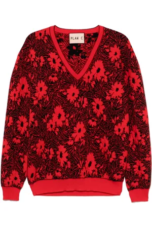 Plan C Suéter con motivo floral en jacquard