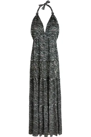 Vilebrequin Vestido largo con espalda abierta y perlas estampadas