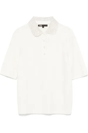 Maje Playera tipo polo tejida con detalles en el cuello