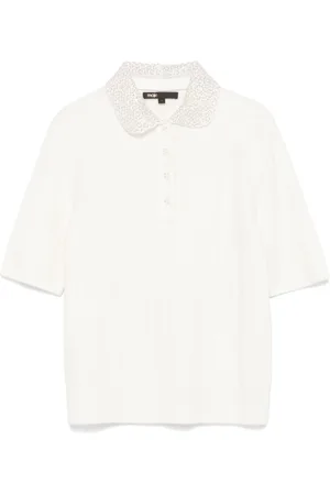 Maje Playera tipo polo tejida con detalles en el cuello