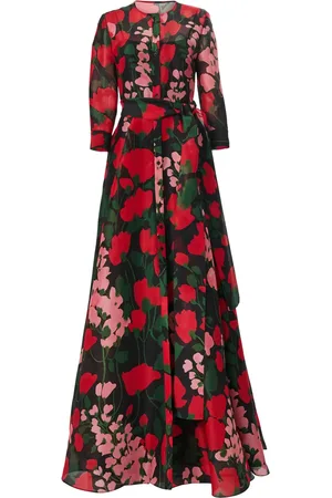 Carolina Herrera Vestido de fiesta sin cuello con estampado floral