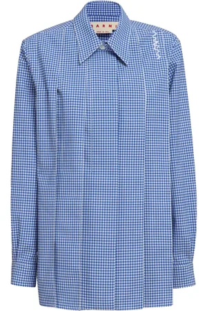 Marni Camisa plisada con motivo de cuadros gingham