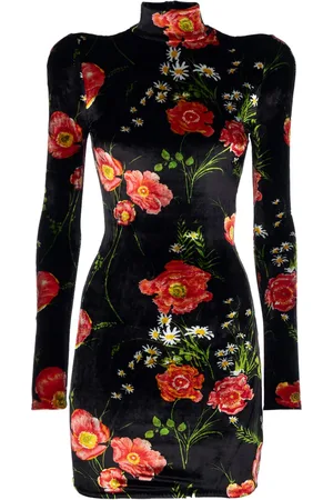 Balenciaga Vestido corto de terciopelo con estampado floral