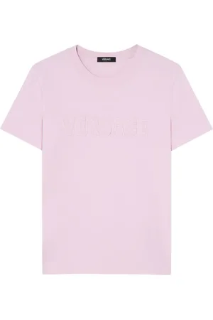 VERSACE Playera con logo bordado y flecos