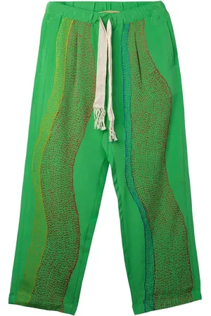 Glass Cypress Pantalones de seda con diseño curvo