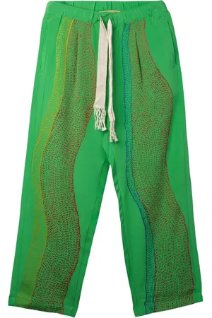 Glass Cypress Pantalones de seda con diseño curvo