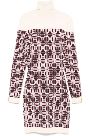Elisabetta Franchi Vestido corto con logo en jacquard