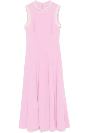 Self-Portrait Vestido midi con ribete de perla artificial