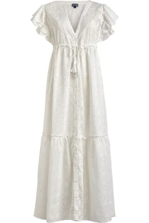 Vilebrequin Vestido largo con bordado inglés