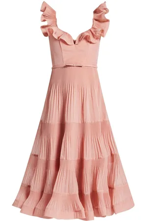 ZIMMERMANN Vestido midi con detalle de pliegues