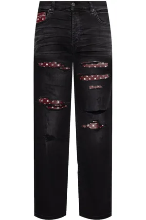AMIRI Jeans con detalle de bandana y efecto envejecido