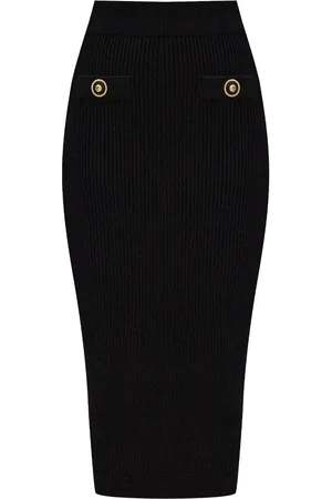 Balmain Falda midi tejida de canalé