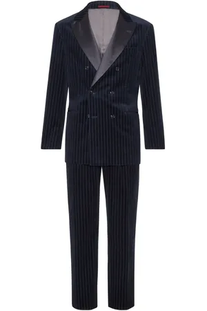Brunello Cucinelli Traje de pana con estampado de rayas diplomáticas