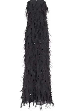 Brunello Cucinelli Vestido de fiesta con detalle de plumas