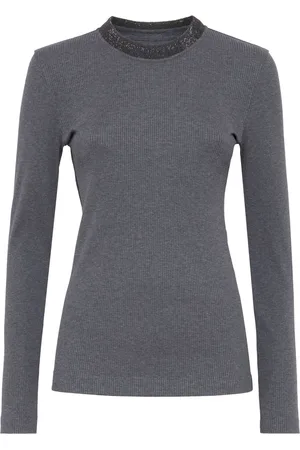 Brunello Cucinelli Top de canalé con detalles