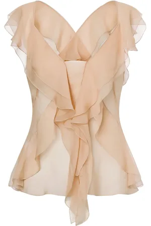 Alberta Ferretti Blusa de seda con volantes
