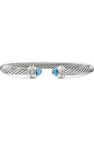 David Yurman Pulsera Classic Cable en plata de ley con diamante y topacio de 5mm