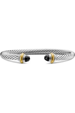 David Yurman Pulsera Classic Cable en oro amarillo de 14kt y plata de ley con ónix (5mm)