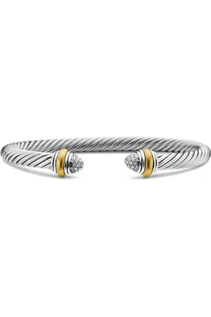 David Yurman Pulsera Classic Cable en oro amarillo de 14kt y plata de ley con diamante (5mm)