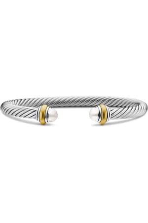 David Yurman Pulsera Classic Cable en oro amarillo de 14kt y plata de ley con perla (5mm)