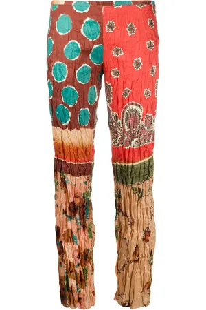 Jean Paul Gaultier Pantalones arrugados con motivo abstracto 2002